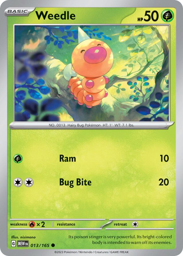 Weedle: Scarlet & Violet 151 013/165 - Pokemon Single Card