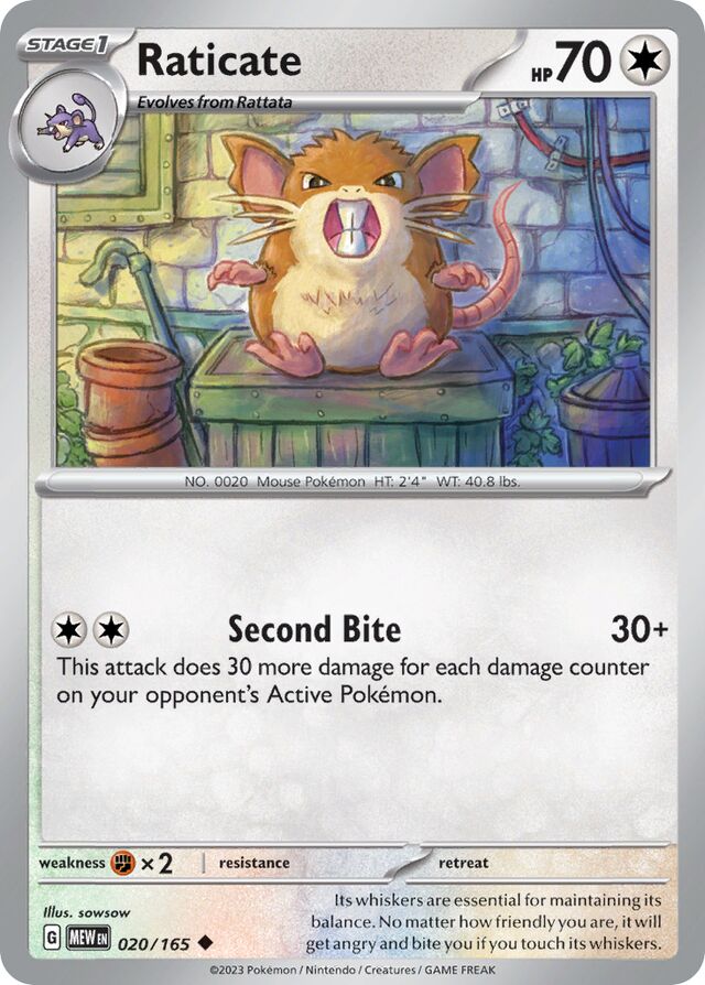 Raticate: Scarlet & Violet 151 020/165 - Pokemon Single Card