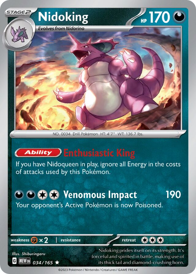 Nidoking: Scarlet & Violet 151 034/165 - Pokemon Single Card