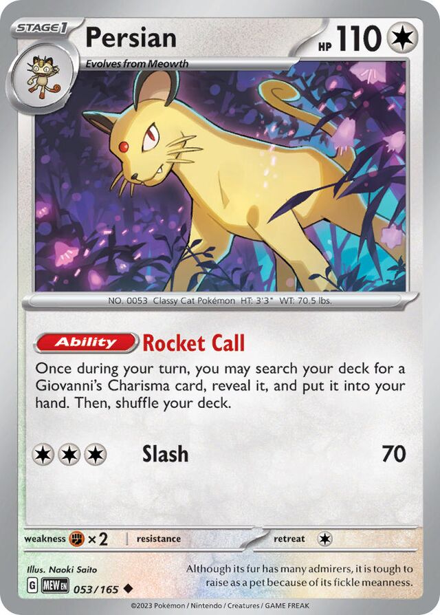 Persian: Scarlet & Violet 151 053/165 - Pokemon Single Card