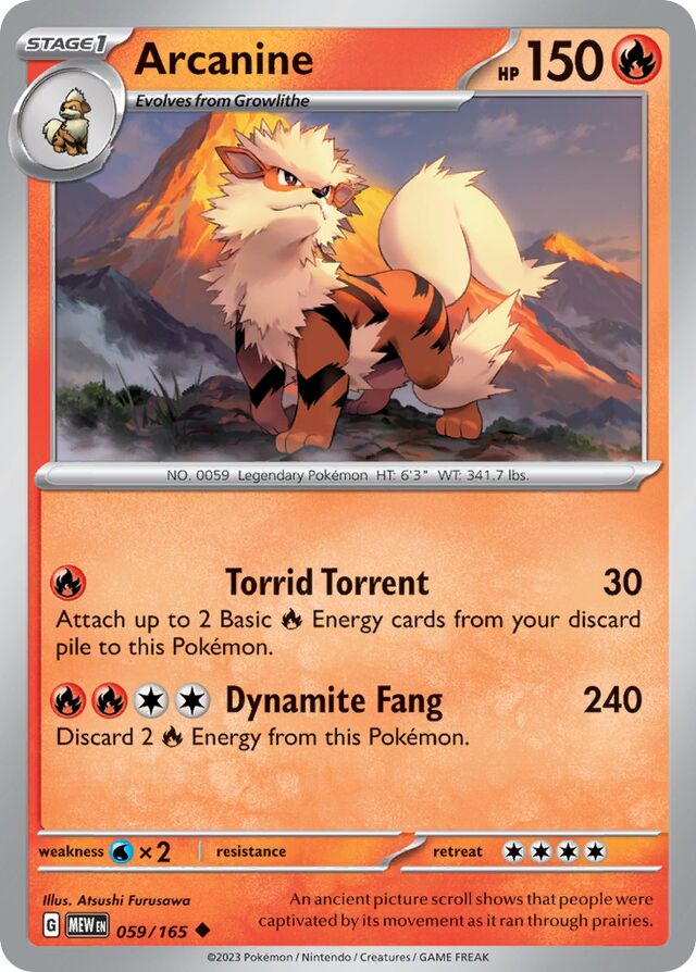 Arcanine: Scarlet & Violet 151 059/165 - Pokemon Single Card