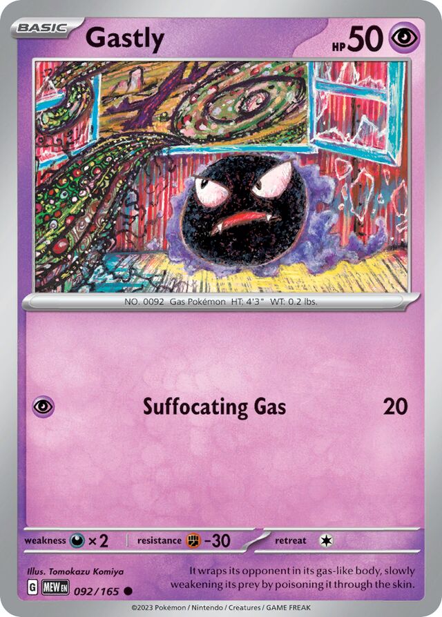 Ghastly 英語版 109/165 Gastly: Scarlet & Violet 151 092/165 - Pokemon Single Card – Card