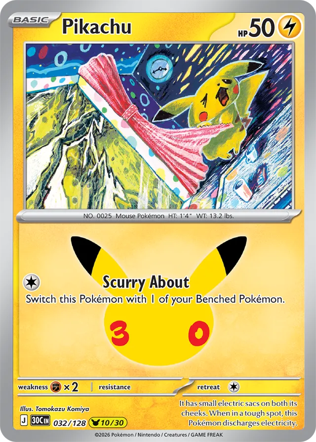 Pikachu: 30th Celebration 032/128 - 10/30 - Pokemon Card