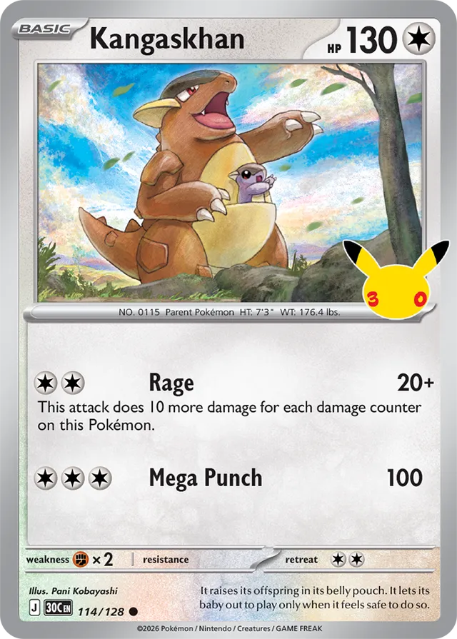 Kangaskhan: 30th Celebration 114/128 - Pokemon Card