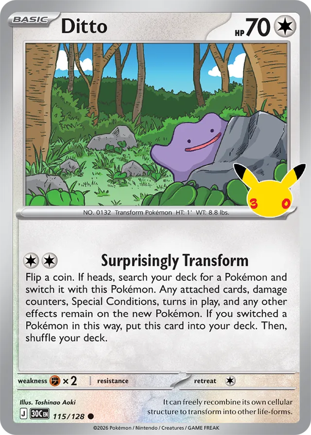 Ditto: 30th Celebration 115/128 - Pokemon Card