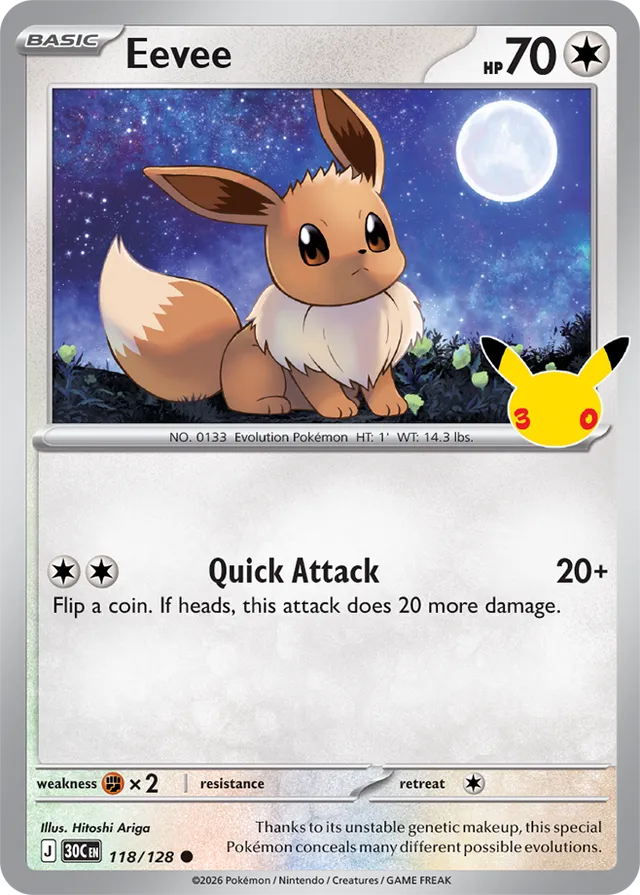 Eevee: 30th Celebration 118/128 - Pokemon Card