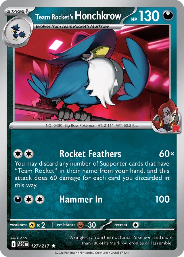 Team Rocket's Honchkrow: Ascended Heroes 127/217 - Pokemon Single Card