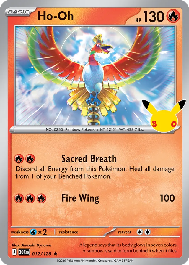 Ho-Oh: 30th Celebration 012/128 - Pokemon Card