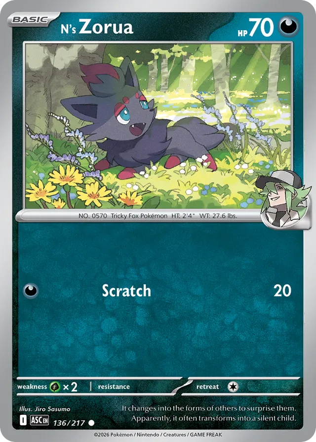 N's Zorua: Ascended Heroes 136/217 - Pokemon Single Card