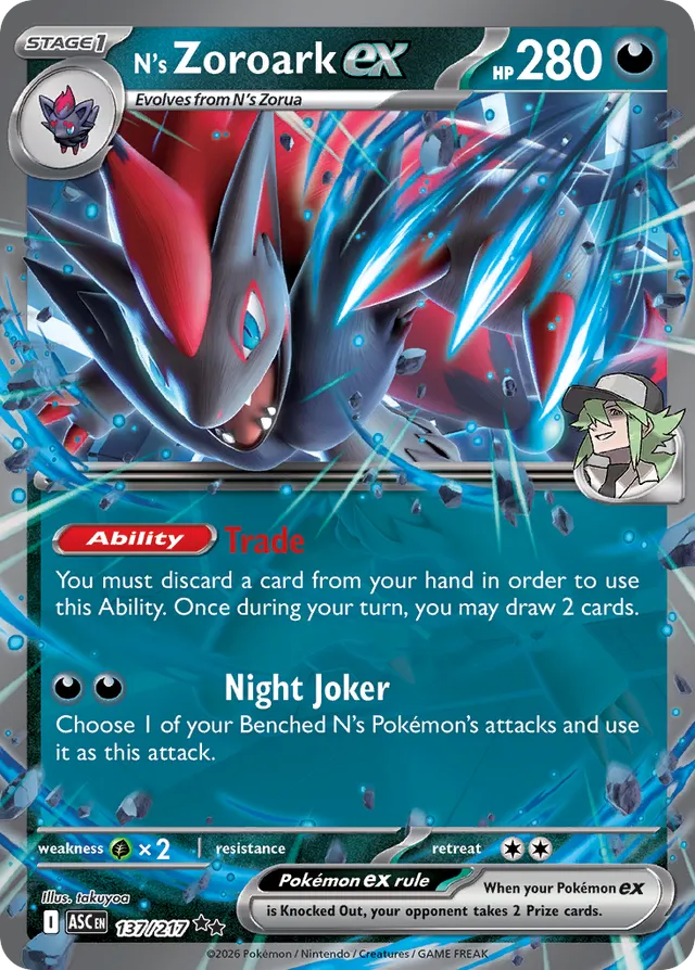 N's Zoroark ex: Ascended Heroes 137/217 - Pokemon Single Card