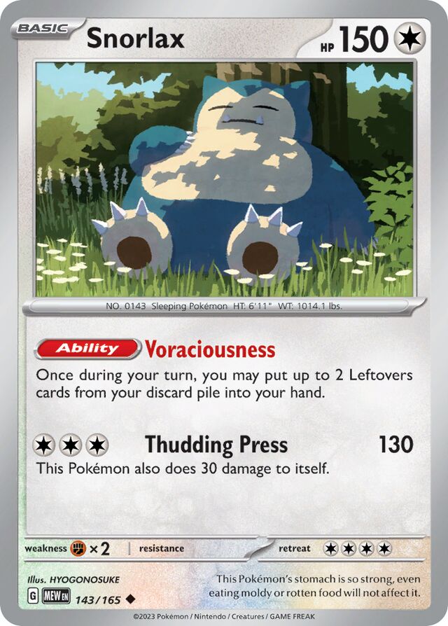 Snorlax: Scarlet & Violet 151 143/165 - Pokemon Single Card