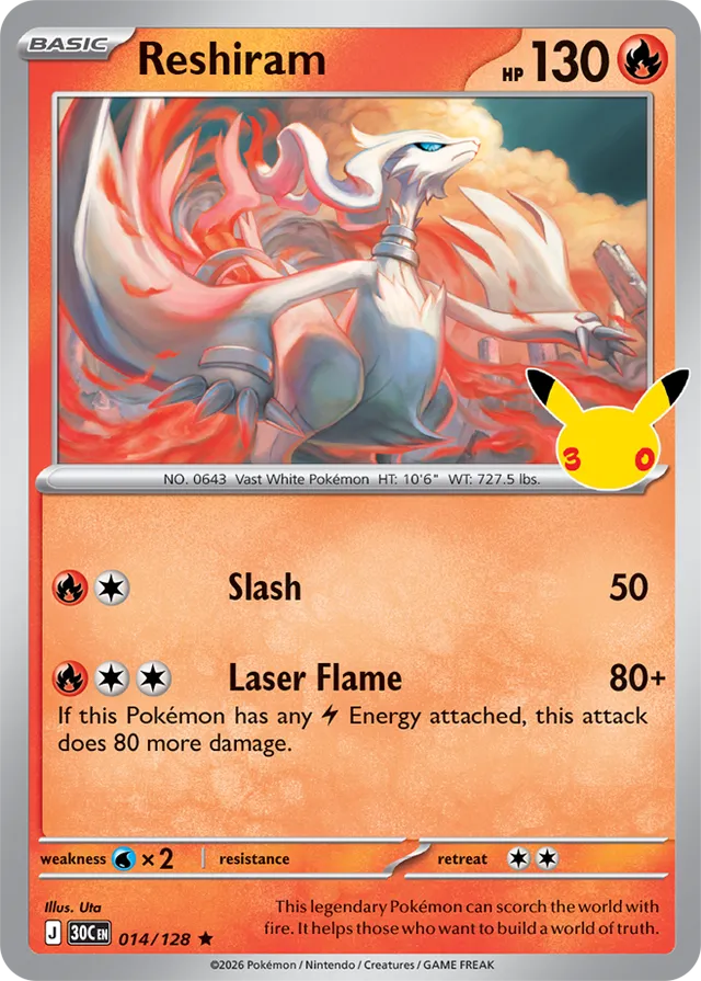 Reshiram: 30th Celebration 014/128 - Pokemon Card