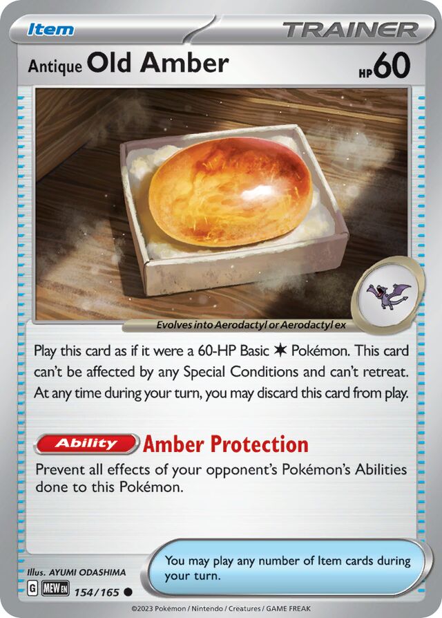 Antique Old Amber: Scarlet & Violet 151 154/165 - Pokemon Single Card