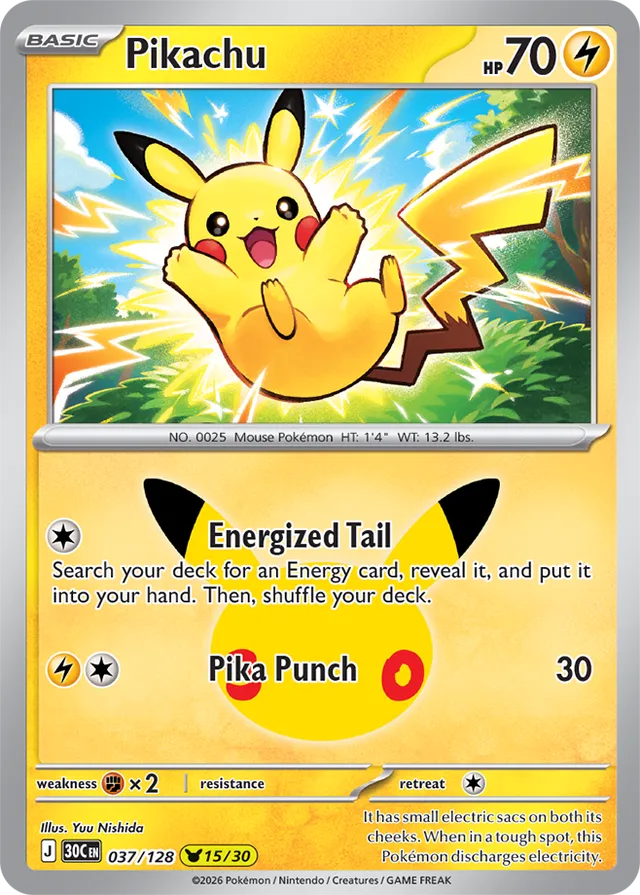 Pikachu: 30th Celebration 037/128 - 15/30 - Pokemon Card