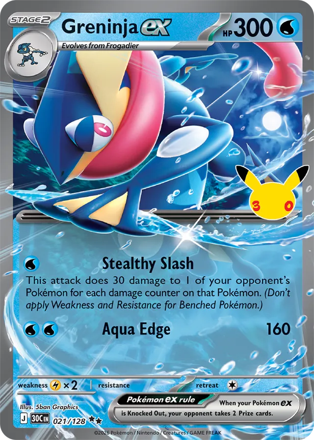 Greninja ex: 30th Celebration 021/128 - Pokemon Card