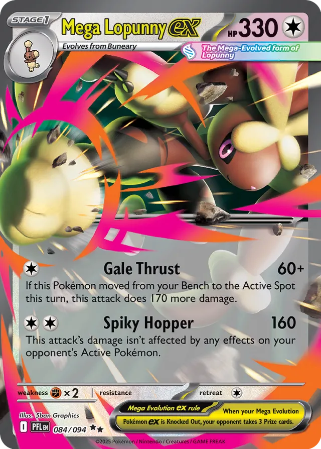 Mega Lopunny ex: Phantasmal Flames 084/094 - Pokemon Single Card