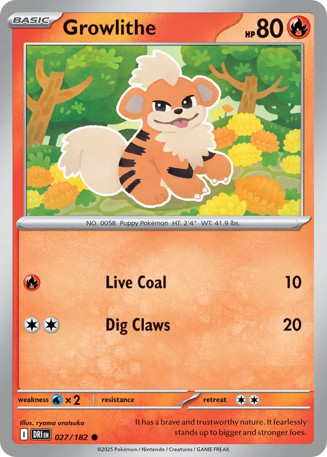 Growlithe: Destined Rivals 027/182 - Pokemon Single Card