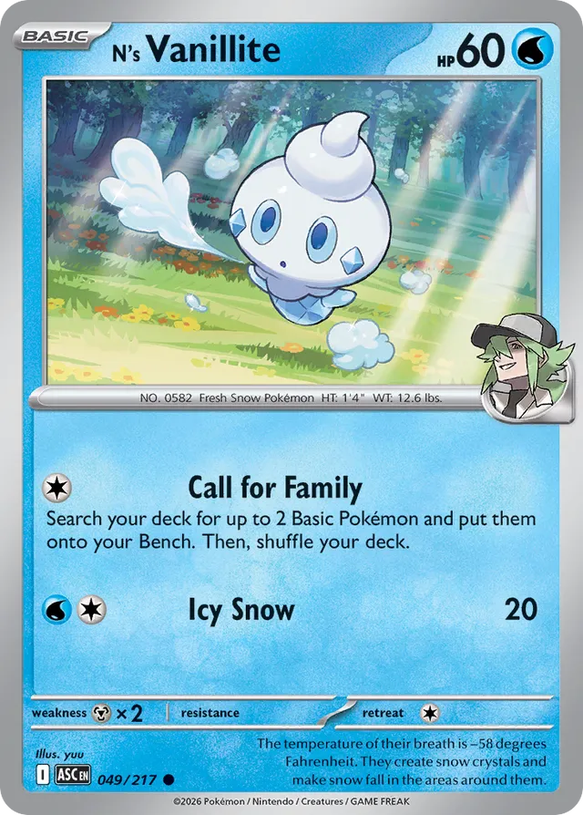 N's Vanillite: Ascended Heroes 049/217 - Pokemon Single Card