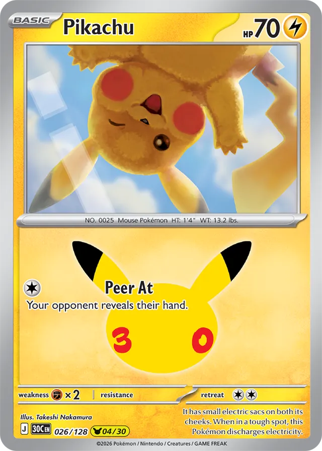 Pikachu: 30th Celebration 026/128 - 04/30 - Pokemon Card