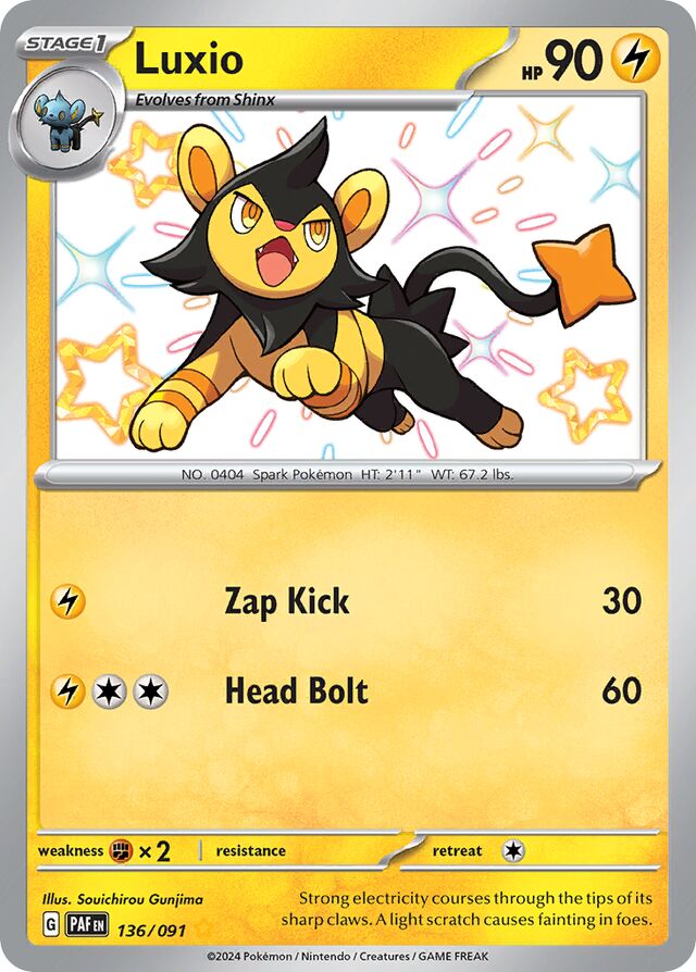 Luxio: Paldean Fates 136/091 Shiny Rare - Pokemon Single Card