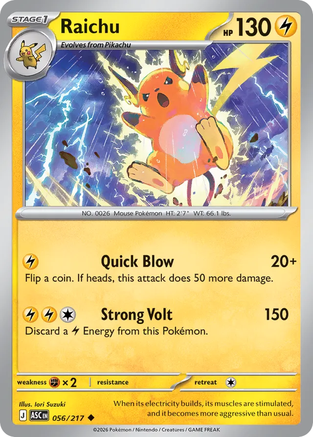 Raichu: Ascended Heroes 056/217 - Pokemon Single Card