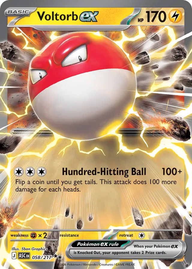 Voltorb ex: Ascended Heroes 058/217 - Pokemon Single Card
