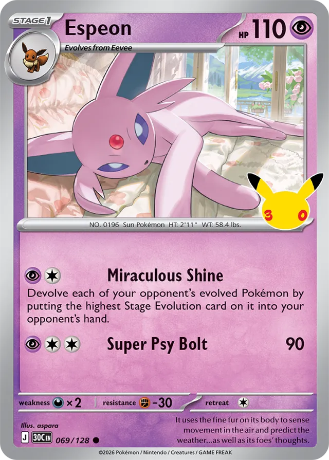 Espeon: 30th Celebration 069/128 - Pokemon Card