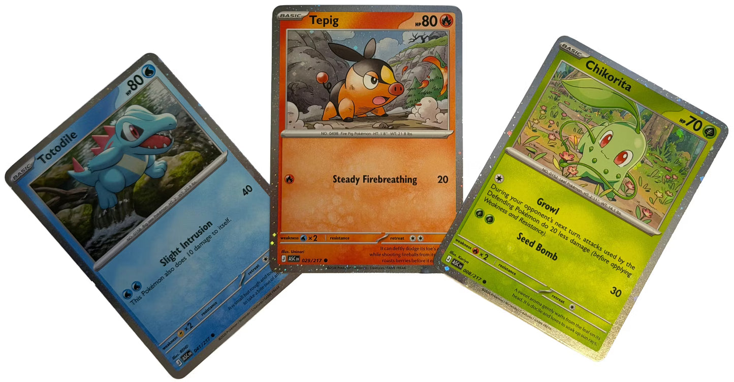 Chikorita 008/217 Tepig 029/217 & Totodile 041/217 Cosmo Holo Cards - Ascended Heroes - Pokemon Cards
