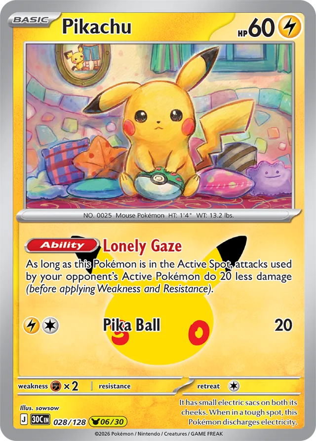Pikachu: 30th Celebration 028/128 - 06/30 - Pokemon Card