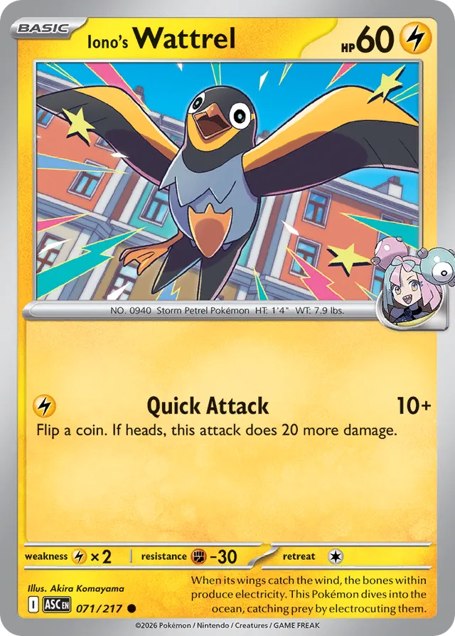 Iono's Wattrel: Ascended Heroes 071/217 - Pokemon Single Card