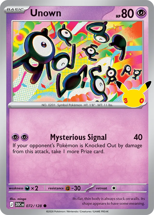 Unown: 30th Celebration 072/128 - Pokemon Card