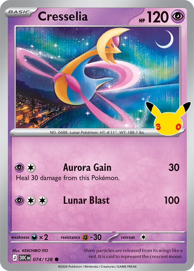 Cresselia: 30th Celebration 074/128 - Pokemon Card