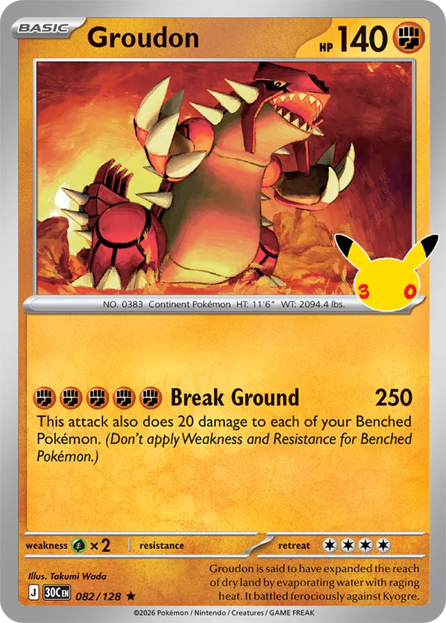 Groudon: 30th Celebration 082/128 - Pokemon Card