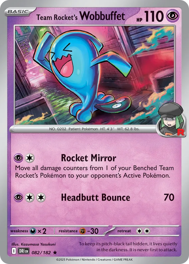 Team Rocket's Wobbuffet: Destined Rivals 082/182 - Pokemon Single Card