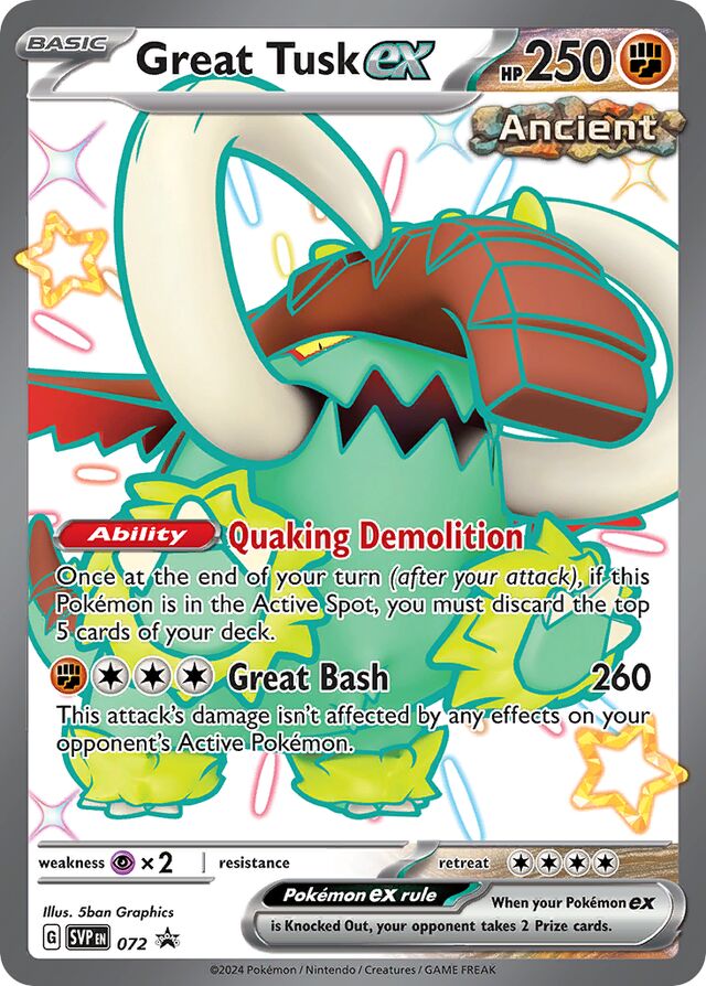 Great Tusk ex Scarlet & Violet Black Star Promo 072 - Pokemon Single Card