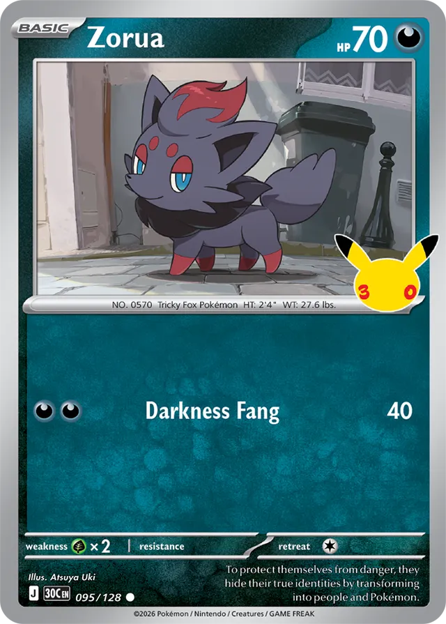 Zorua: 30th Celebration 095/128 - Pokemon Card