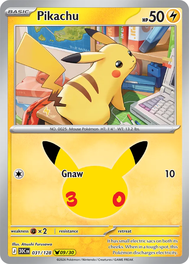Pikachu: 30th Celebration 031/128 - 09/30 - Pokemon Card
