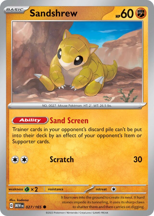 Sandshrew: Scarlet & Violet 151 027/165 - Pokemon Single Card