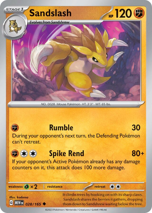 Sandslash: Scarlet & Violet 151 028/165 - Pokemon Single Card