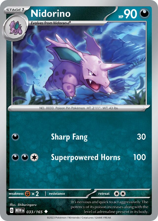 Nidorino: Scarlet & Violet 151 033/165 - Pokemon Single Card