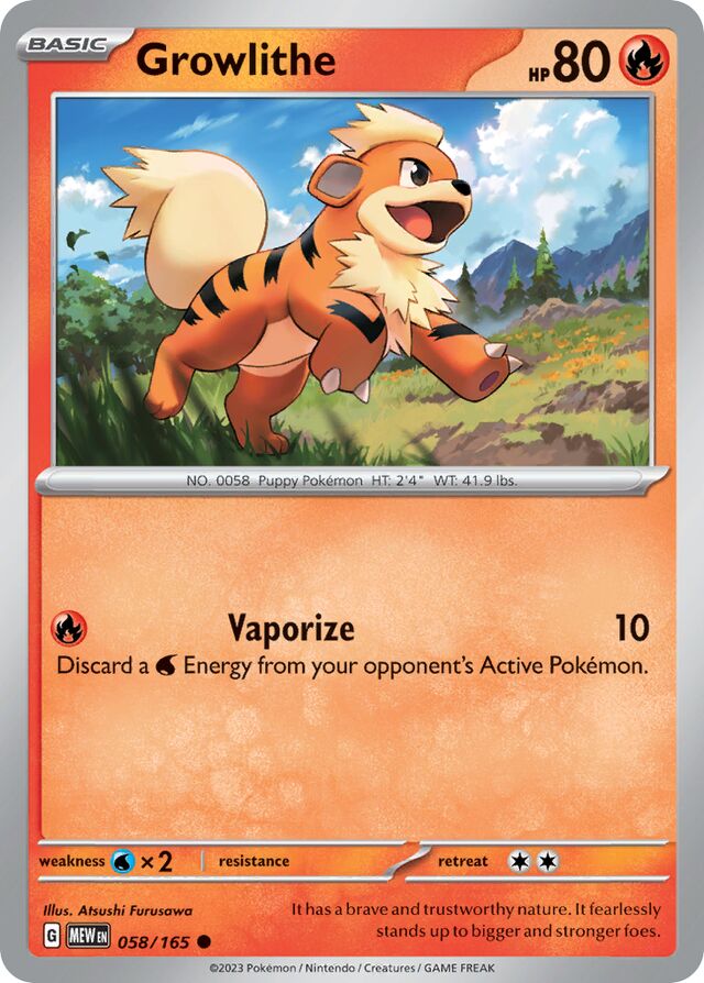 Growlithe: Scarlet & Violet 151 058/165 - Pokemon Single Card