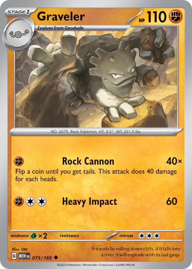 Graveler: Scarlet & Violet 151 075/165 - Pokemon Single Card