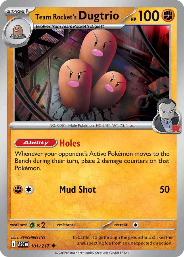 Team Rocket's Dugtrio: Ascended Heroes 101/217 - Pokemon Single Card