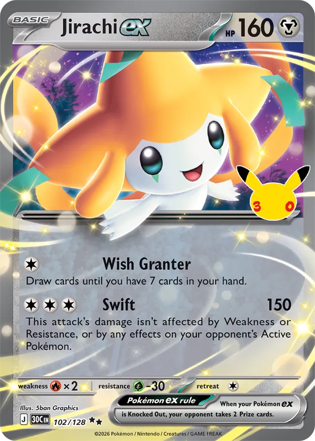 Jirachi ex: 30th Celebration 102/128 - Pokemon Card