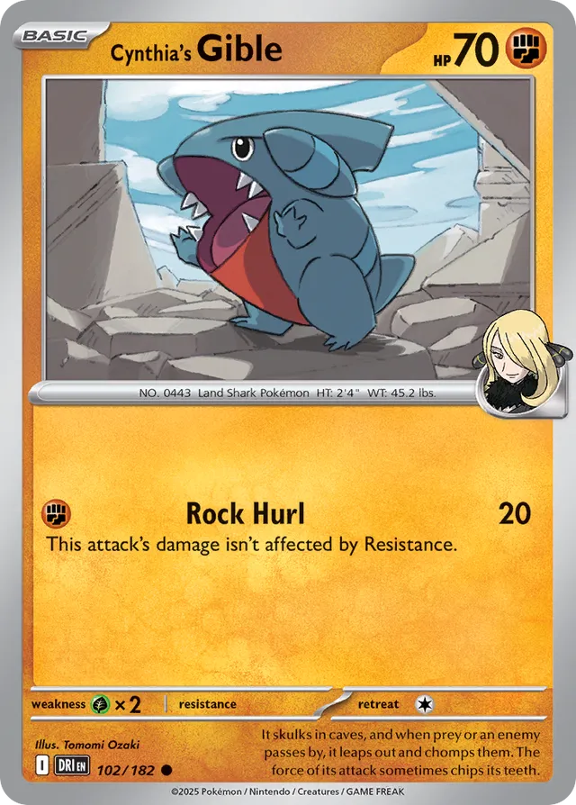 Cynthia's Gible: Destined Rivals 102/182 - Pokemon Single Card