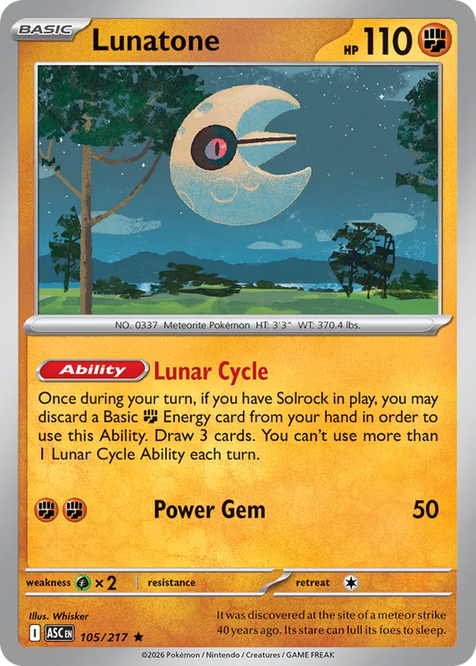 Lunatone: Ascended Heroes 105/217 - Pokemon Single Card