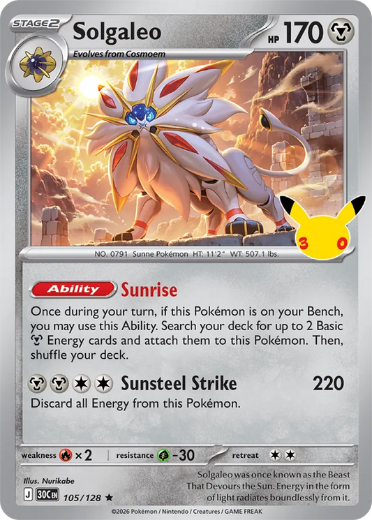 Solgaleo: 30th Celebration 105/128 - Pokemon Card