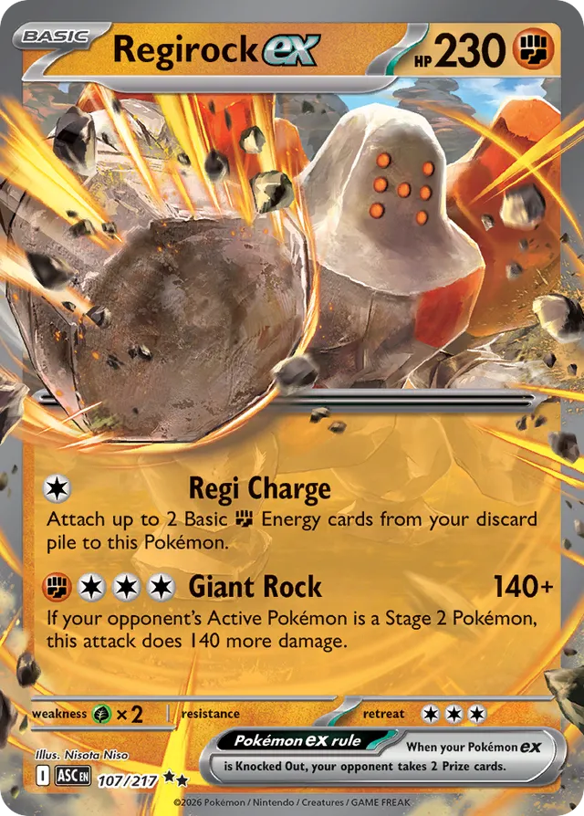 Regirock ex: Ascended Heroes 107/217 - Pokemon Single Card