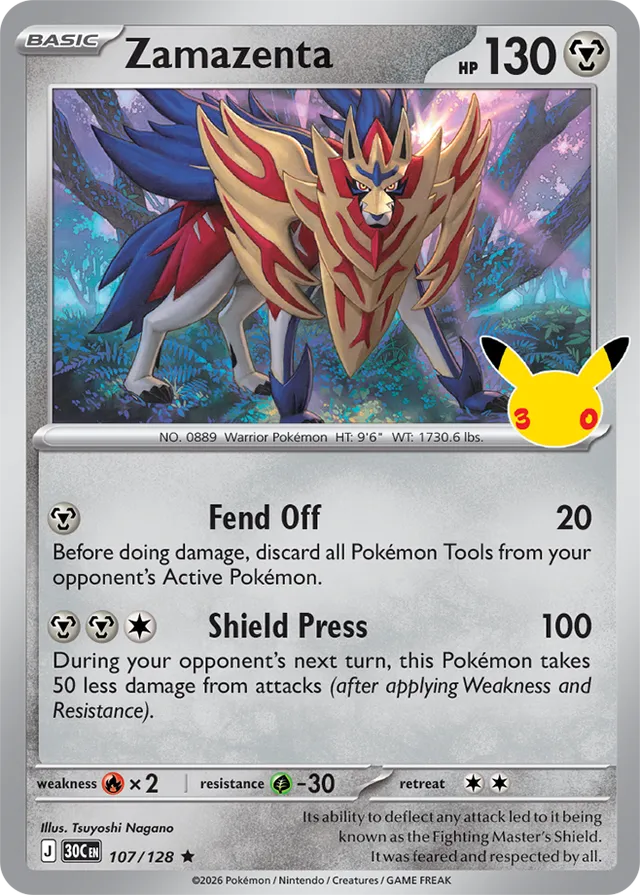 Zamazenta: 30th Celebration 107/128 - Pokemon Card
