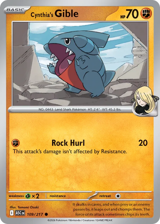 Cynthia's Gible: Ascended Heroes 109/217 - Pokemon Single Card